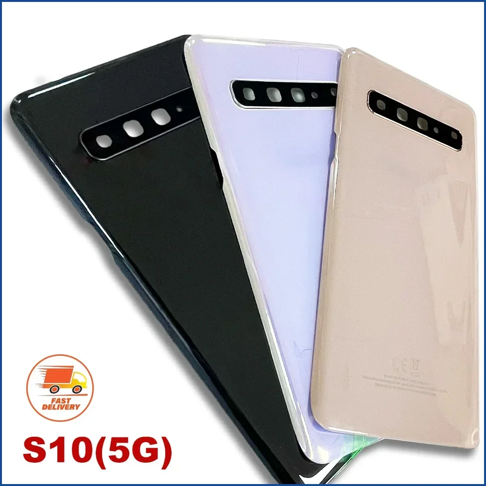 New Battery Back Cover For Samsung Galaxy S10 5G G977 G977N Battery Back Cover Glass Back Door With Camera lens