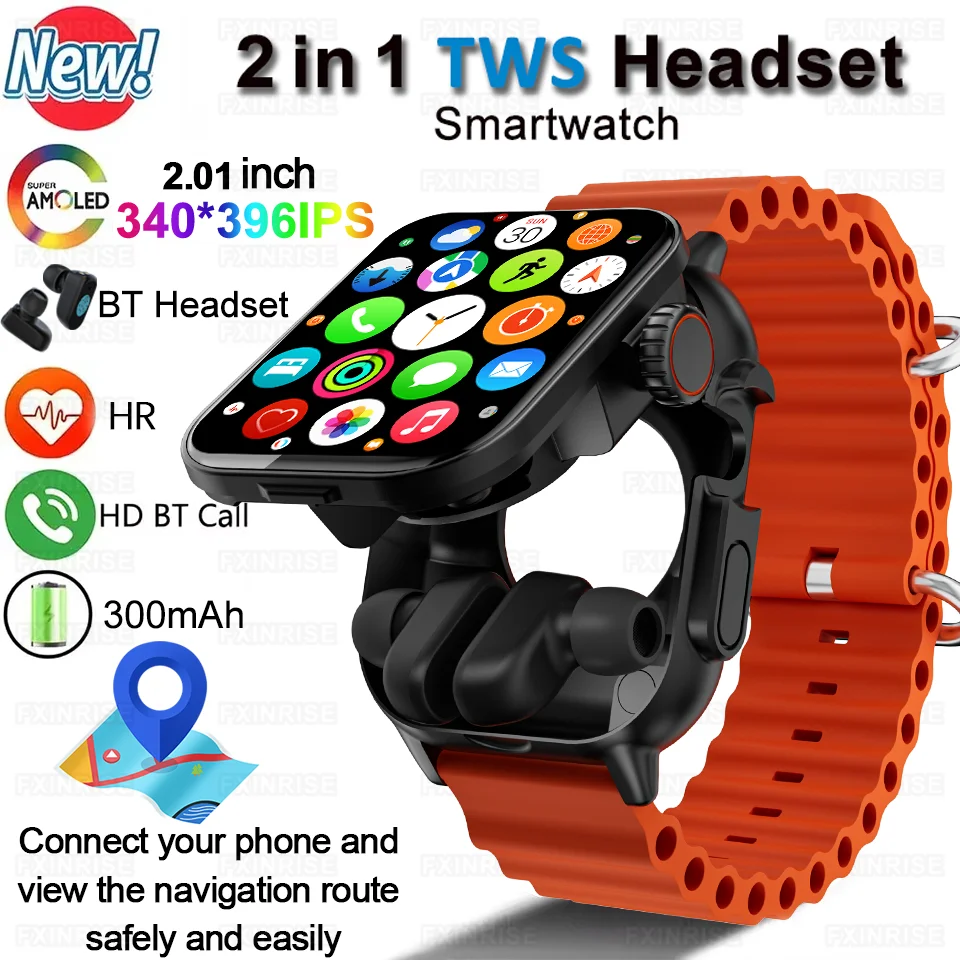 

2025 New Smart Watch TWS 2-in-1 Bluetooth Earphones HIFI 9D Sound Quality Bluetooth Call For Men and Women Sports Smartwatch IOS