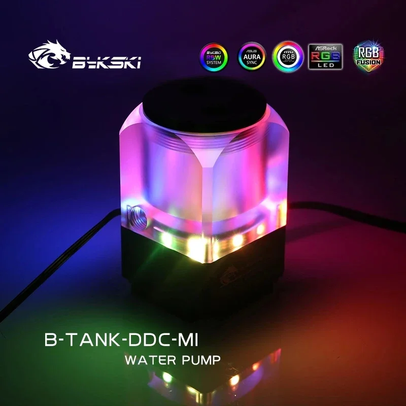 Bykski B-TANK-DDC-MI, รูปร่างกล่อง Mini อ่างเก็บน้ําปั๊มผสม, ปั๊มแบบบูรณาการ, หัวเอาต์พุต 4 เมตร, การไหลสูงสุด 450L/H