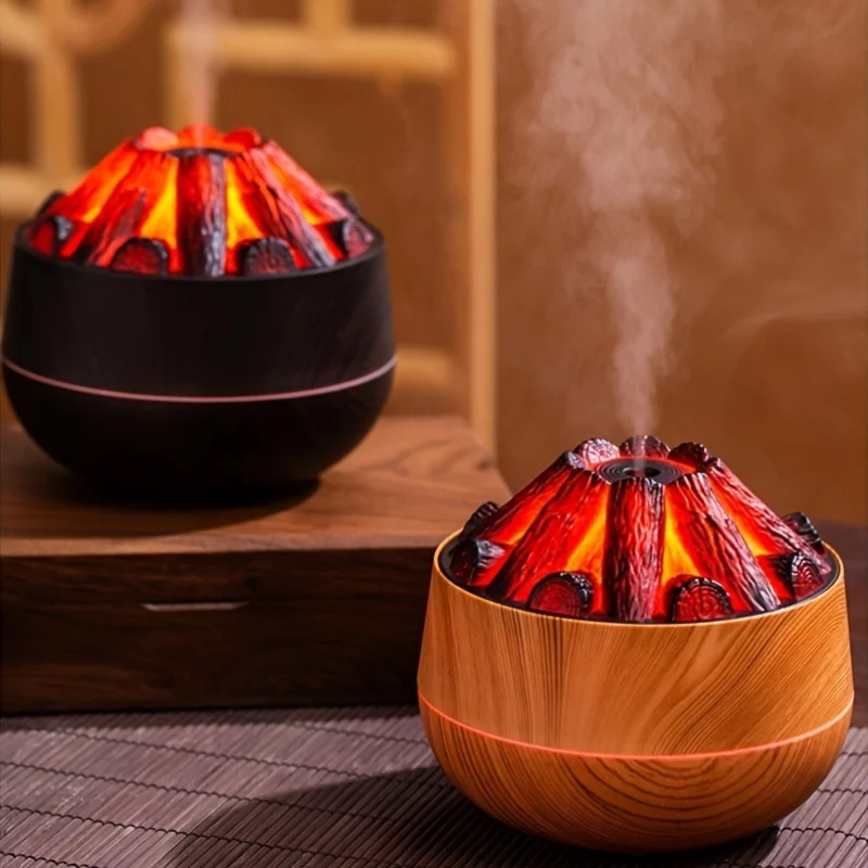 1pc Cool Mist Humidifier, 10.14oz USB Powered Ultrasonic Humidifier with Simulated Carbon Fire Lamp, Quiet Operation for  Office