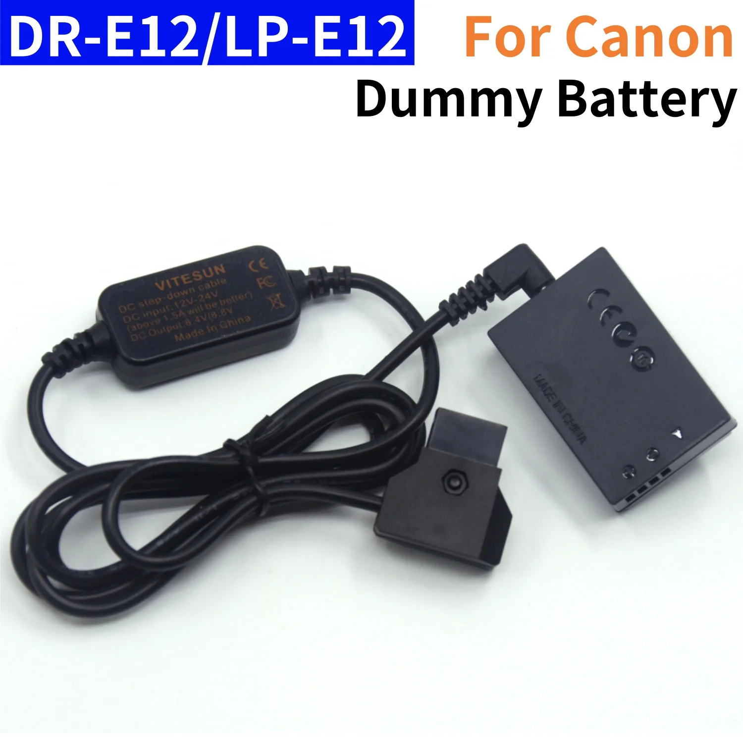 

DR-E12 DC Coupler D-TAP Power Cable LP-E12 Dummy Battery for Canon EOS-M M2 M10 M50 M100 M200 Camera