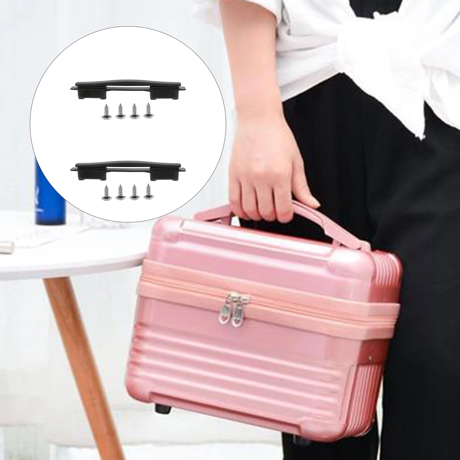 2 Pcs Plastic Suitcases Luggages Handles 9.25 inches Length B113 Black