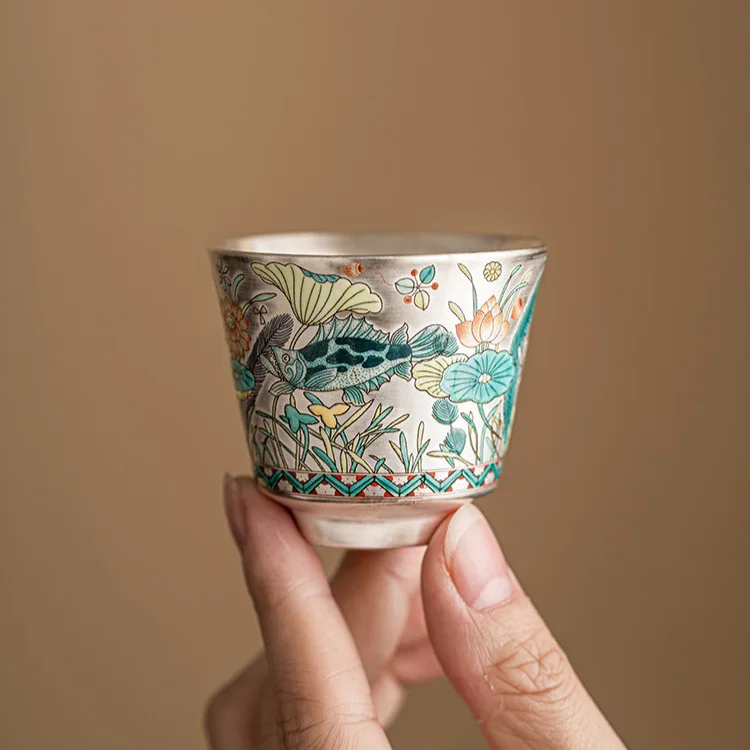 Fish algae pattern tea cup single cup household tea cup Chinese tea set high-end personal cup master cup