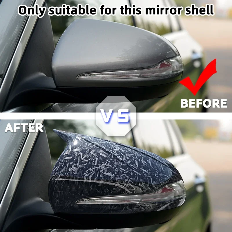 2pcs Real Carbon Fiber Side Mirror Cover Cap Sticker Add-on For Mercedes-Benz W205 W253 W222 W213 W238 X253