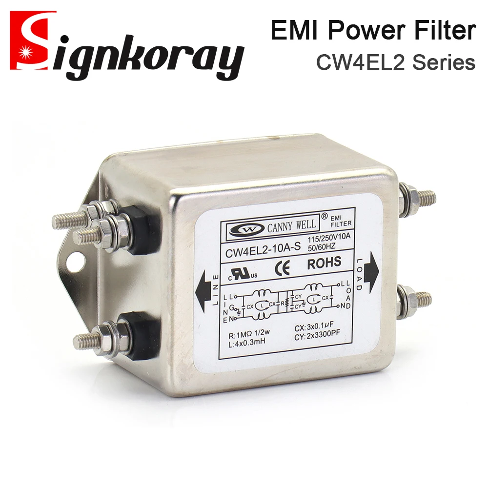 

SignkoRay CANNY WELL EMI Power Filter CW4EL2-10A/20A/30A-S Single Pole Filter Connector Single Phase 220VAC