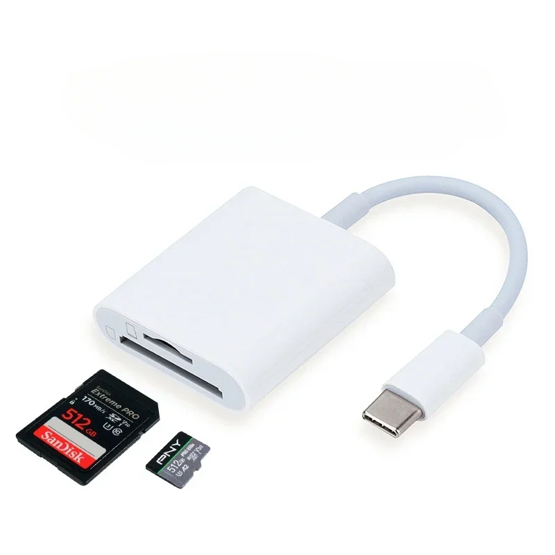

2 In 1 Type C TF SD Card Reader Adapter For iPhone 3.0 OTG Card Reader Camera Photo Transmission To Phone Splitter
