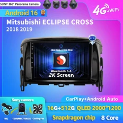 Android 16 Carplay Auto 2K Screen Car Radio Multimedia Player For Mitsubishi ECLIPSE CROSS 2018 2019 DSP Autoradio Stereo 2din