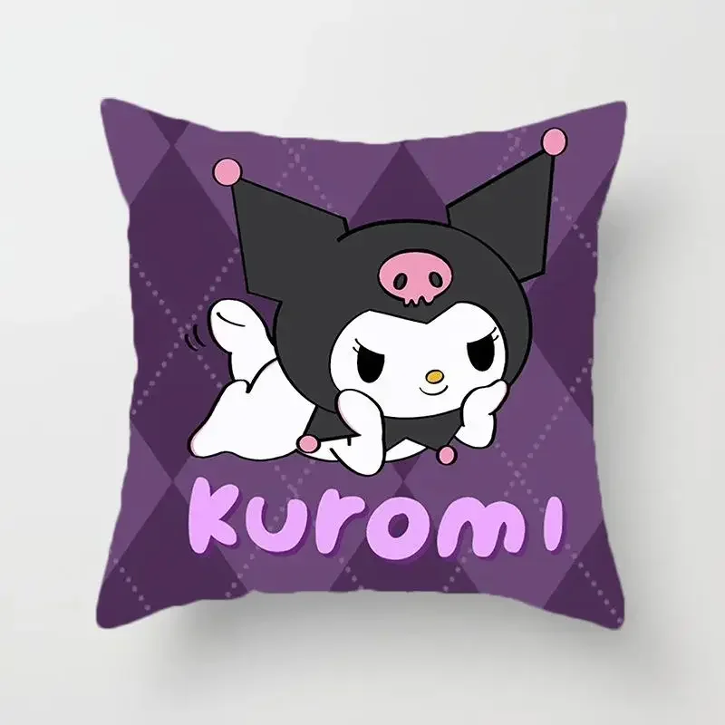 Kawaii Sanrio Cartoon Kuromi Square Pillow Case Holding Pillow Case Anime Waist Back Pillow Case Girl Heart Gift