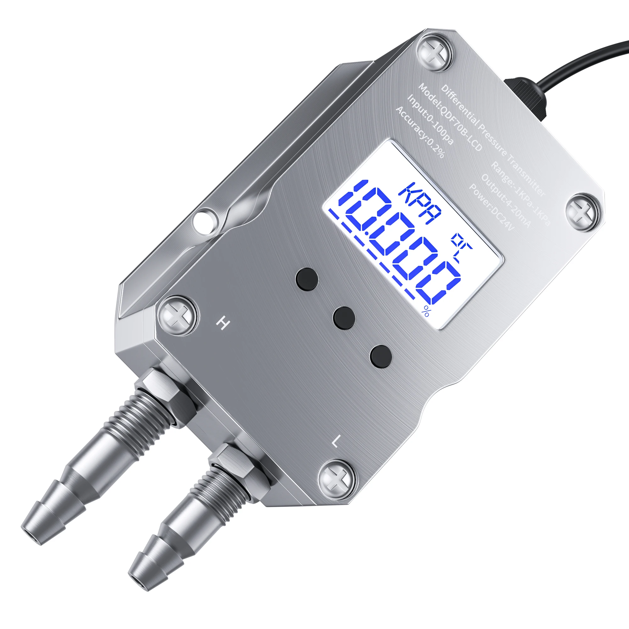 Digitale drukverschiltransmitter 4-20mA 0-10V 0-5V RS485 Windluchtdruksensor 0-50pa 0-100pa 0-200pa 0-2Kpa