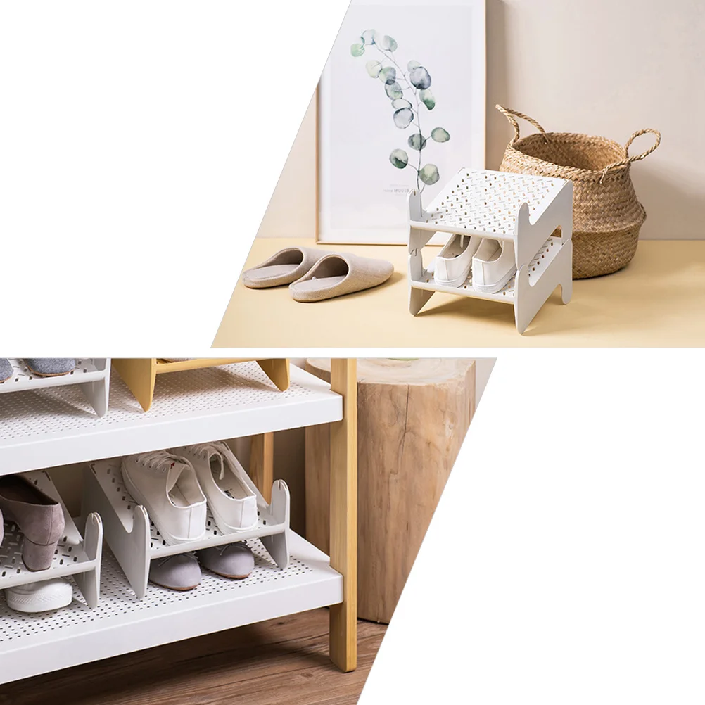 

Shoes Storage Rack Multi-Layers Space Saving Shelf for Home Dorm Simple Design Non-Slip Baffle Ventilated PP Material