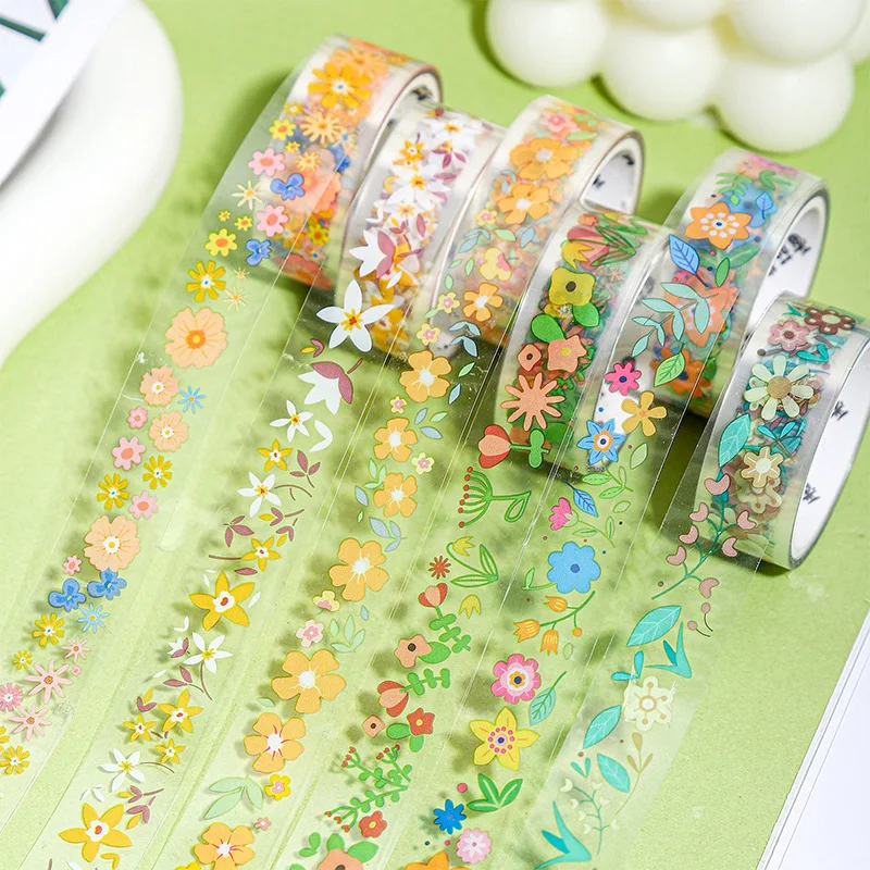 Custom.Ketchup Girl PET Tape 3 Rolls Set Flower Language Series 4 Options Garden Landscaping Base Stickers