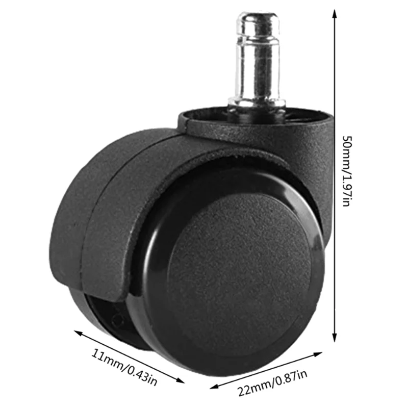 A34R 5 Stuks 2Inch Zwarte Bureaustoel Wielen Onderdelen Bureaustoel Wielen Zware Vervanging Voor Hardhouten Vloeren/tapijt