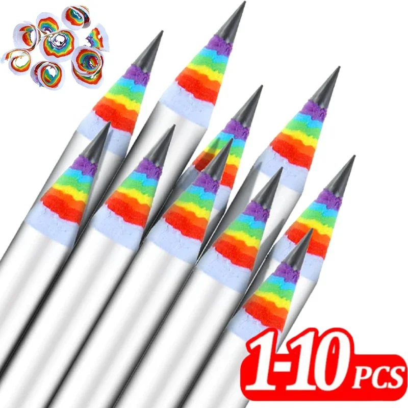 Rainbow Paper Pencils Children's Writing And Painting HB Professional Art Sketch Comic Pen Office School Supplies Stationary