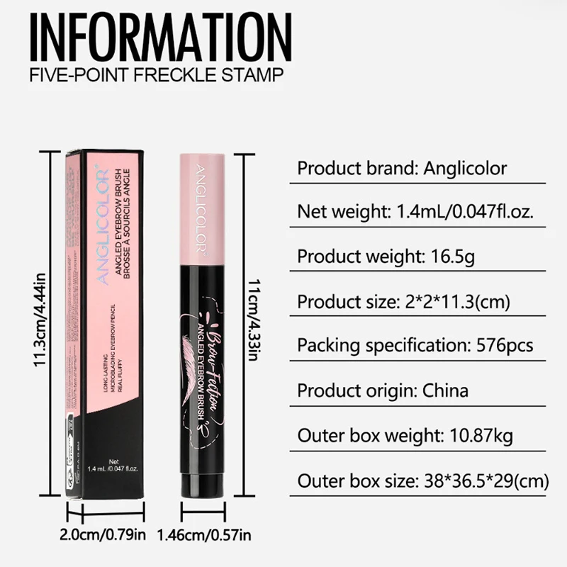 3-Farben-Augenbrauenstift, wasserdicht, geteilte Spitze, Augenbrauen-Tattoo-Stift, wasserdicht, flüssig, schwarz, braun, Augenbrauen-Make-up-Stift