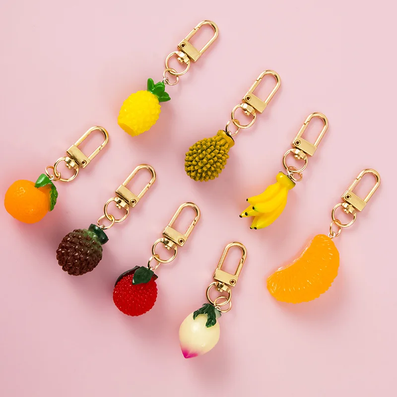 Simulation Fruit Keychain Pineapple Strawberry Lemon Lychee Pendant DIY Material Headphones Bag Decoration Jewelry Accessories