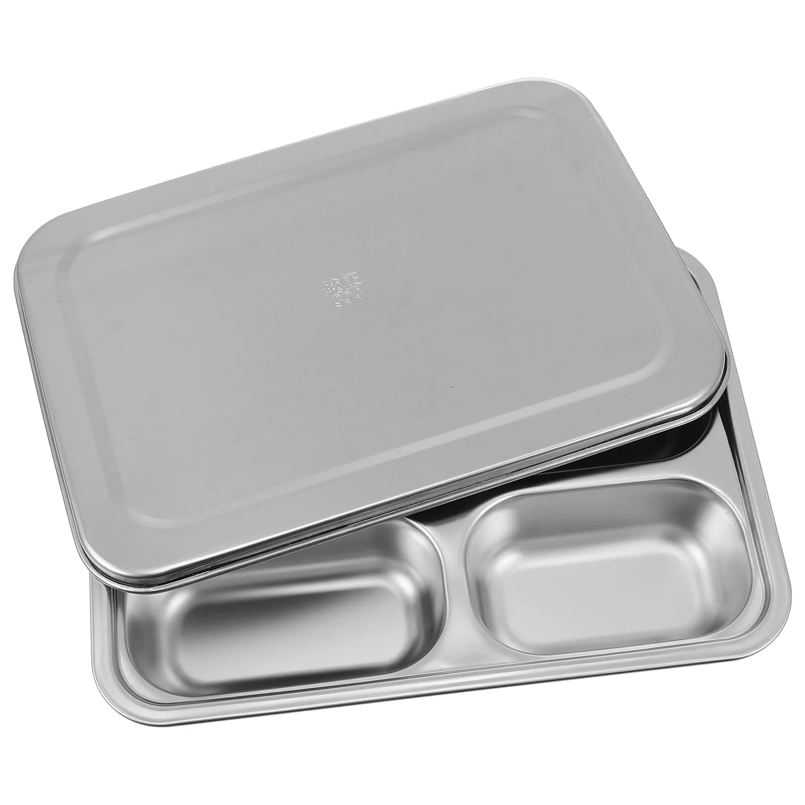 

1Pcs Stainless Steel Divided Plate 4 Sections Rectangular Food Safe for Camping Trips Hiking Restaurants Lunch Compartment Tray