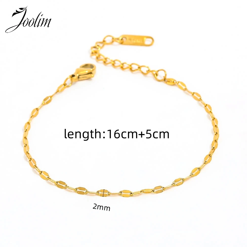 Joolim Jewelry Wholesale High End PVD Waterproof&No Fade Simple Versatile Lip Basic Chain Stainless Steel Bracelet for Women