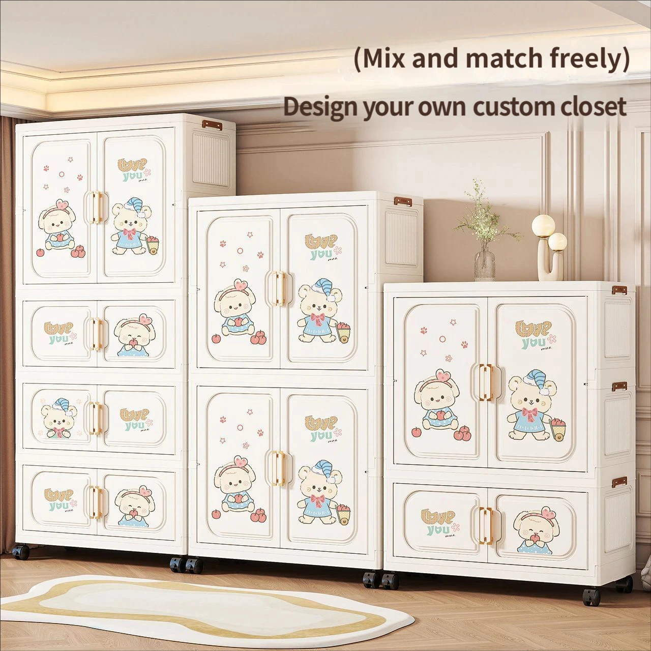 Assembly-Free Collapsible Multi-Layer Storage Cabinet with Wheels – Flip-Lid Multi-Use Organizer for Living Room & Bedroom