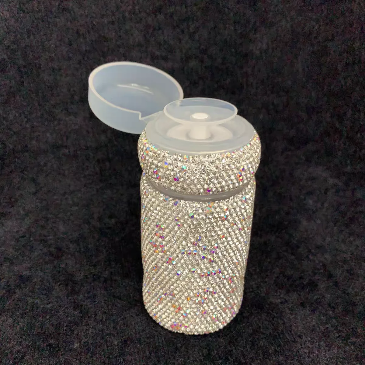 High-Looking Push-Type Dispensing Bottle, Artificial Diamond-Encrusted Accessible Luxury Portable Makeup Remover, Nail Polish Remover, Toner