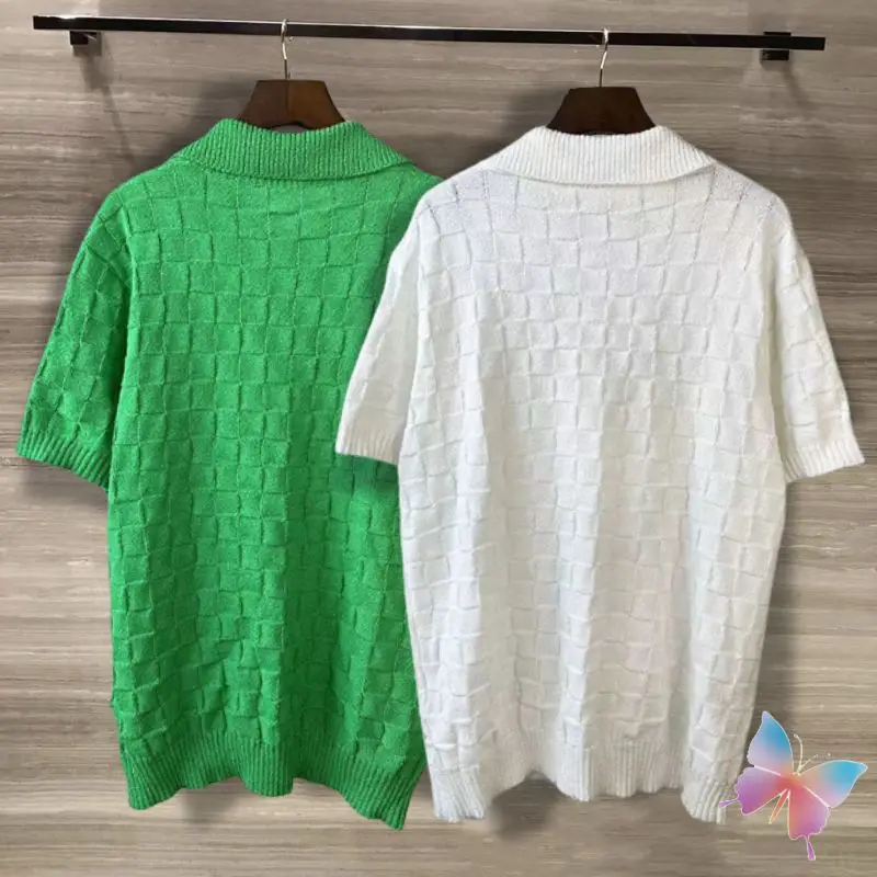 White Green Summer Collar Short Sleeved Checkered Embroidery Logo 2XL Polo Shirts Fashion Street Casa Knitted Tshirts Men Women