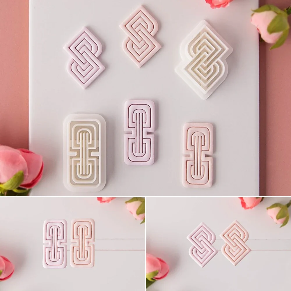 Traditional Geometric Pattern Polymer Earring Clay Mold Creative Line Shaped Earrings Jewelry Pendant Cutting Die DIY Hand Tools