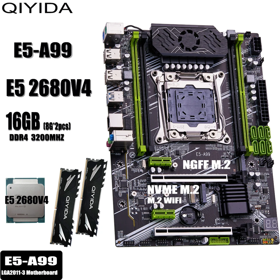 QIYIDA X99 マザーボードセットキット xeon LGA2011-3 E5 2680 V4 2