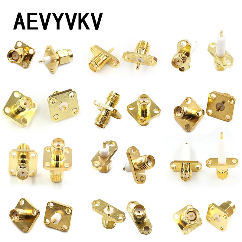 1PCS SMA Male/ Female RF Coax Connector Panel Mount Flange Chassis Solder Post Wire Terminal Adapter Goldplated Wholesale Price