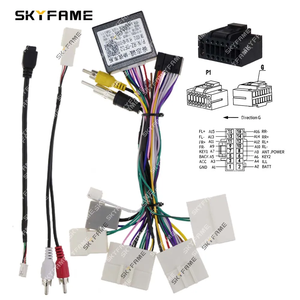 SKYFAME Car 16pin Wiring Harness Adapter Canbus Box Decoder Android Radio Power Cable For Nissan Navara NP300 RZ-DF02