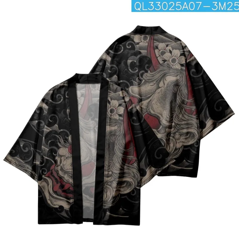 

Summer Japan Kimono Beach Shorts Floral Prajna Printed Cardigan Traditional Couple Women Men Haori Yukata Streetwear