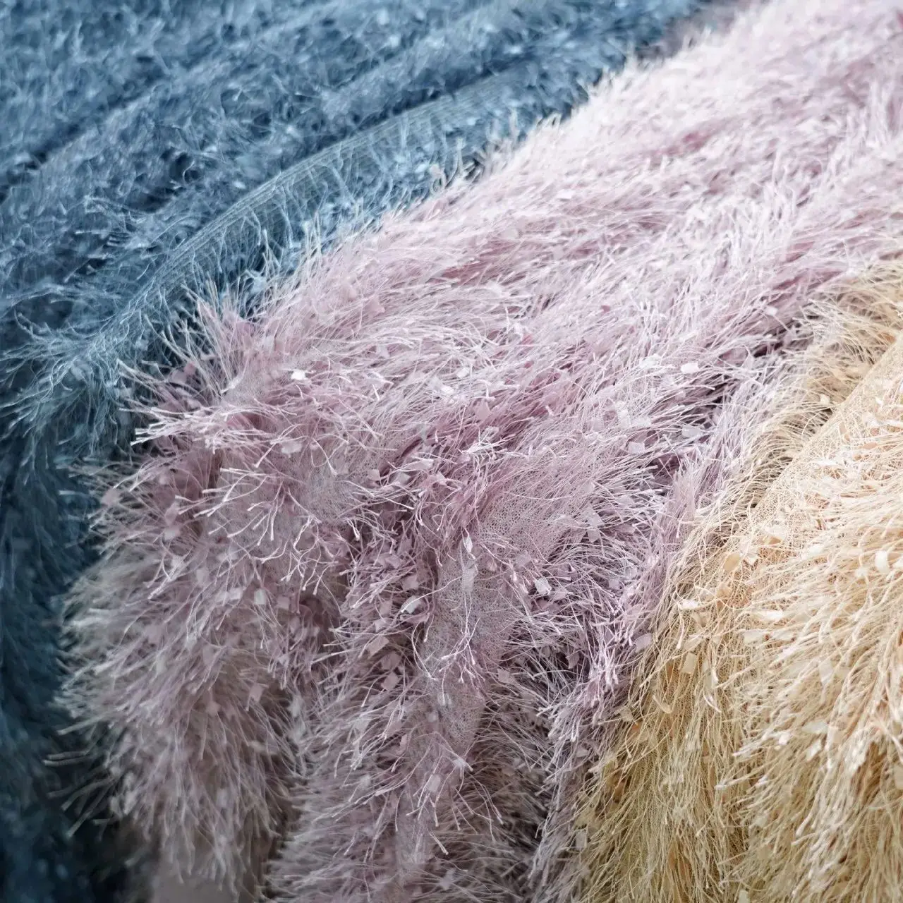 

Soft stretchy cut-out lace decorative fabric with feather tassels fashion fabric for making stylish clothing designer fabric