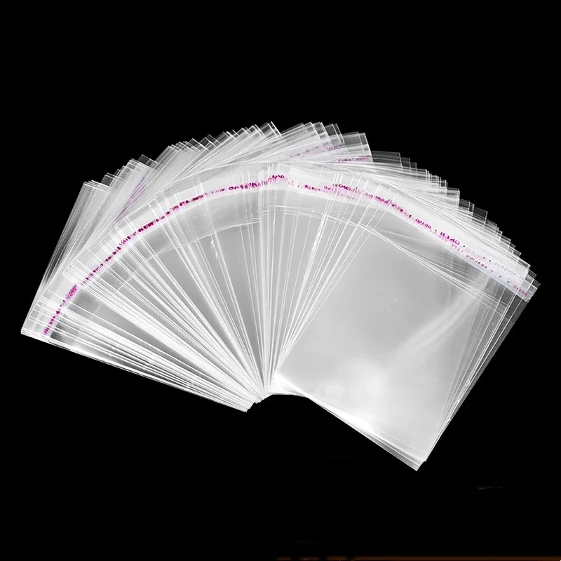 100pcs Transparent Thin Self-Sealing Cellophane Sachets Plastic Bags for Jewelry Display DIY Small Packaging Pouches