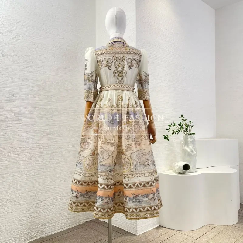 Women's Short Sleeve Beading Midi Dresses for Party 2025 High Quality Elegant Line Silk New Fashion Style Attractive