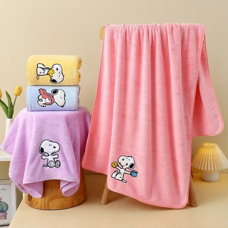 

Snoopyed Cute Cartoon Coral Fleece Beach Towel Super Soft High Water Absorbent Bath Wrap Towel for Face Washing and Shower Use