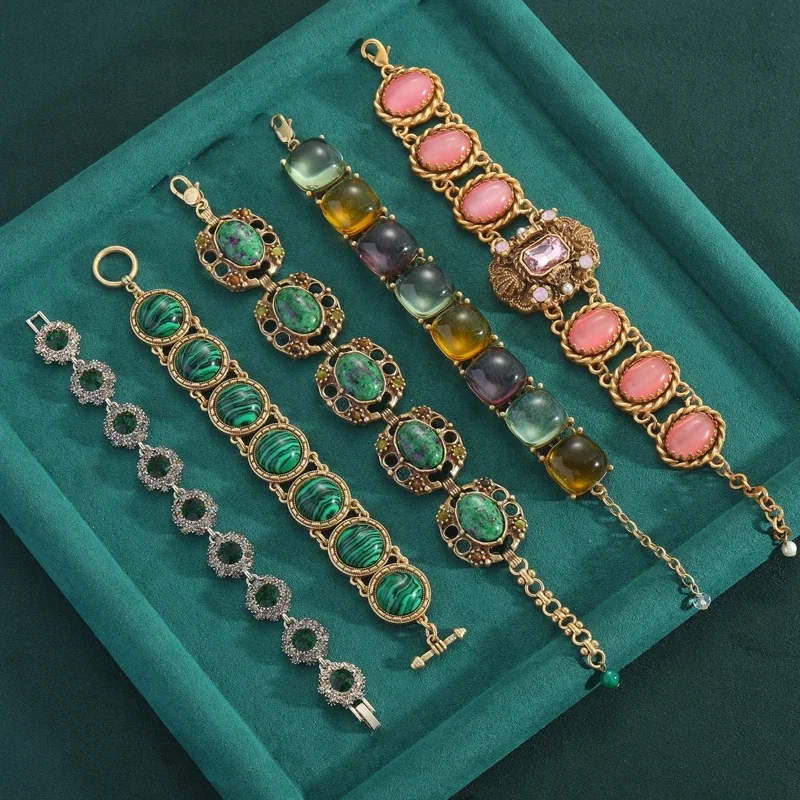 Vintage Colored Candy Glaze Charm Bracelets For Women Round Cute Valentine Day Gift Gothic Jewelry Gold Color Accessories 2025