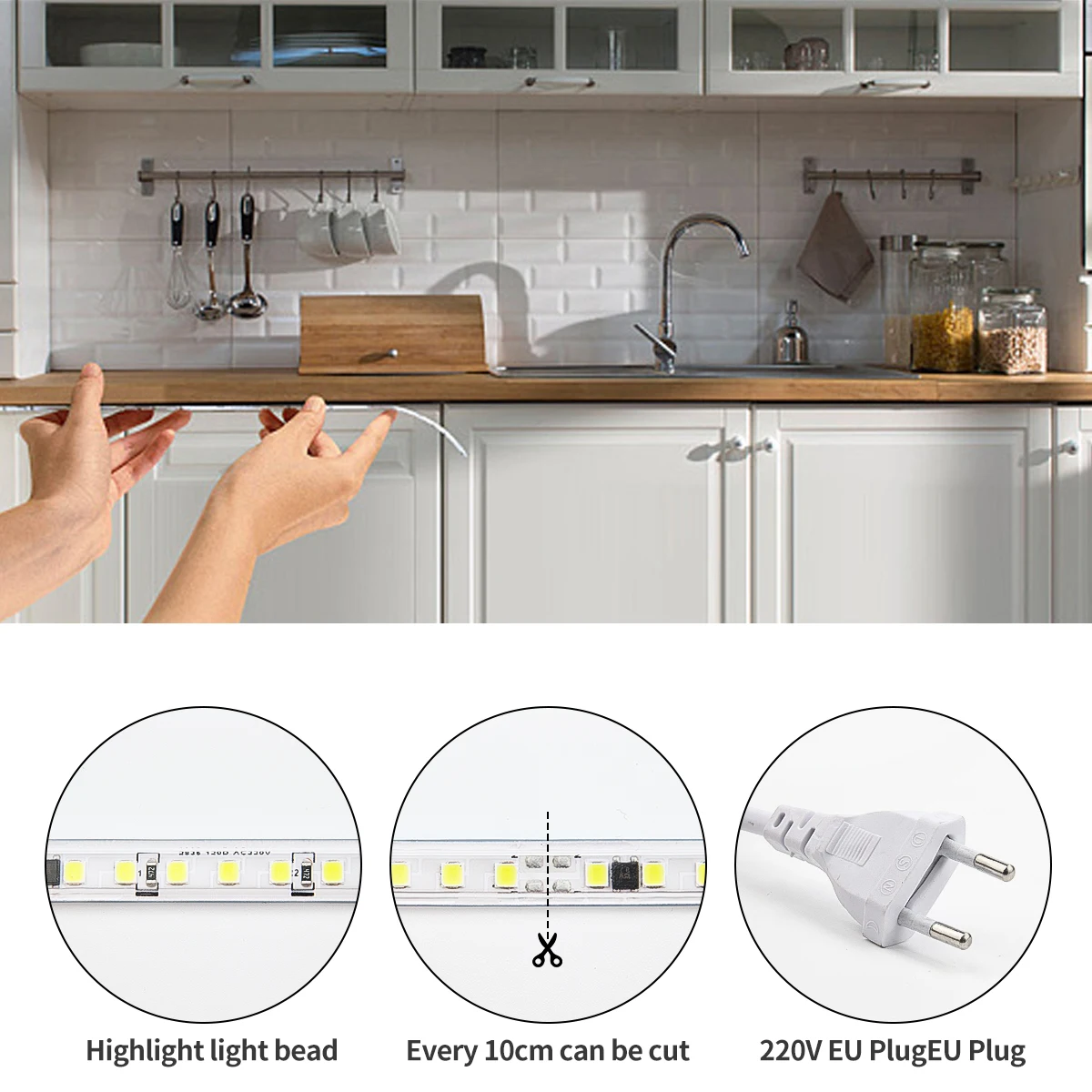 LED Strip Outdoor Waterproof warm white SMD LED Strip SMD2835 LED Strip Light 1M 2M 5M 10M 20M 25M 220V Flexible light strip