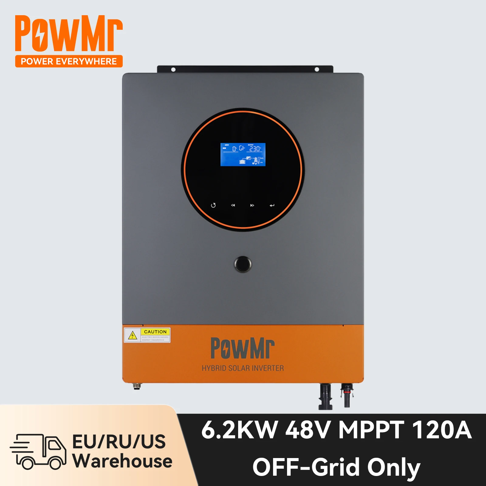 PowMr 6.2KW 48V MPPT Hybrid Solar Inverter 120A Off Grid Pure Sine Wave Inverter Dual PV Input Dual AC Output