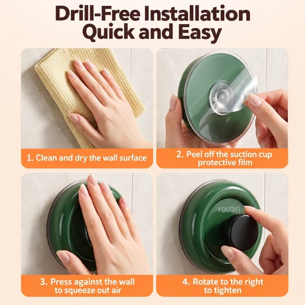 1/4Pcs New Vacuum Suction Cup Hook No Drill Removable Wall Mounted Hook Strong Load Bearing Round Robe Towel Hook Entryway