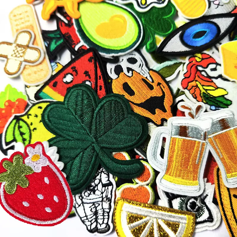 Leaf Watermelon Sushi Avocado Patches Badges Embroidery Patch Applique Ironing Clothing Sewing Supplies Decorative Fruit Beer