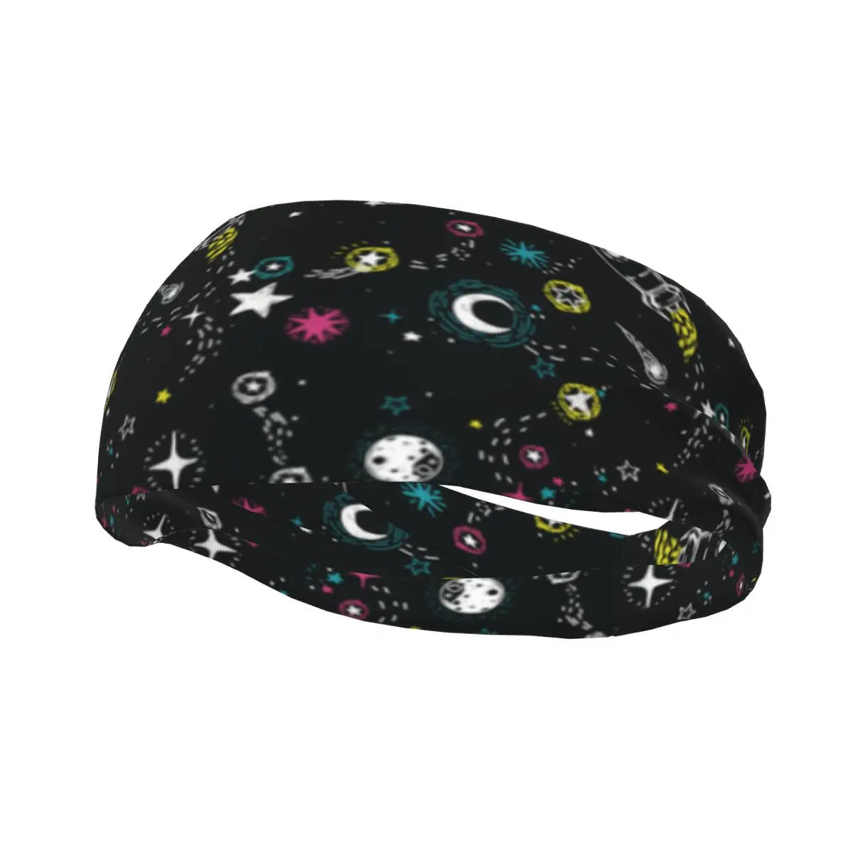 Sports Headband Portable Hair Band Stars Rockets Comets And Planets Hair Wrap Brace Cycling Running Exercising Sweatband