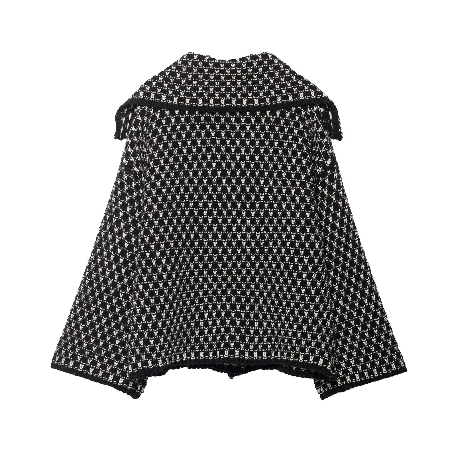 2025 شتاء جديد المرأة موضة عادية الراقية كبيرة التلبيب زر أسفل كم طويل سترة مشغولة من الصوف سترة معطف