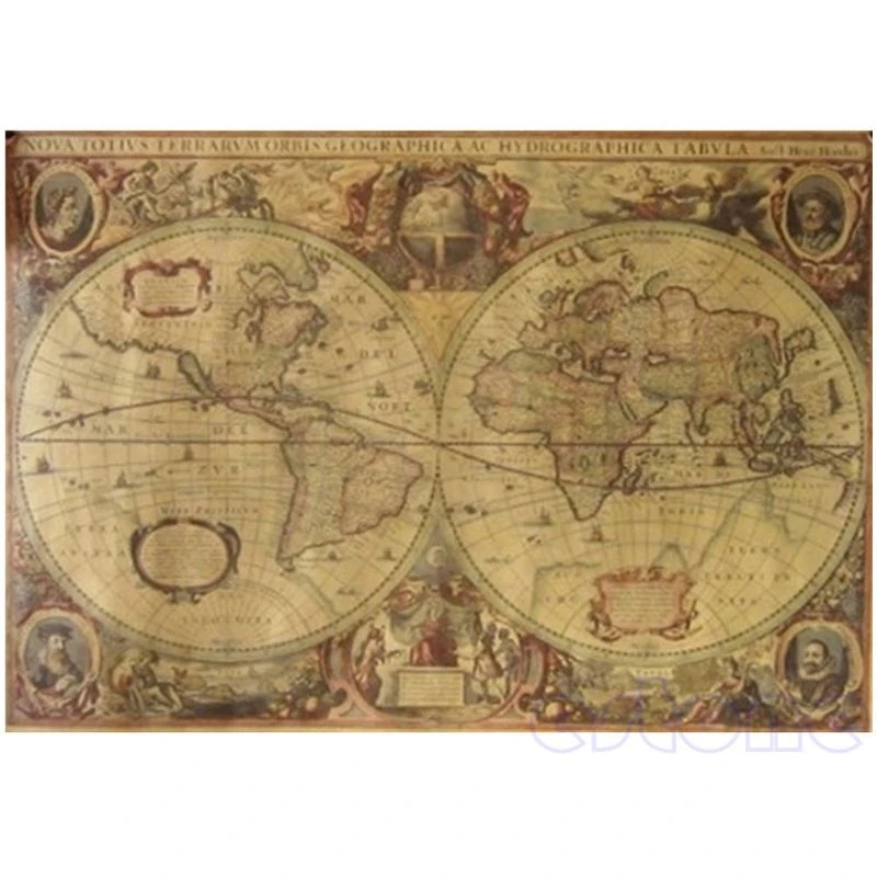 71x50cm Retro Vintage Old World Map Matte Brown Paper Poster Home Decor