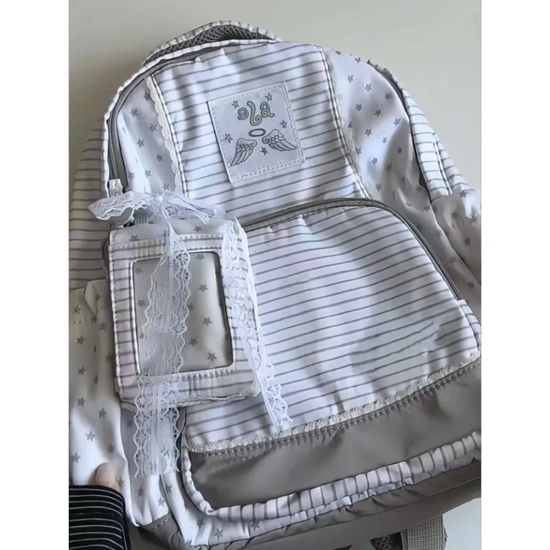 スターストライプバックパック Itabag 女性プリントジッパー防水バックパック韓国 Y2K 新学期学生キャンパスバックパック新