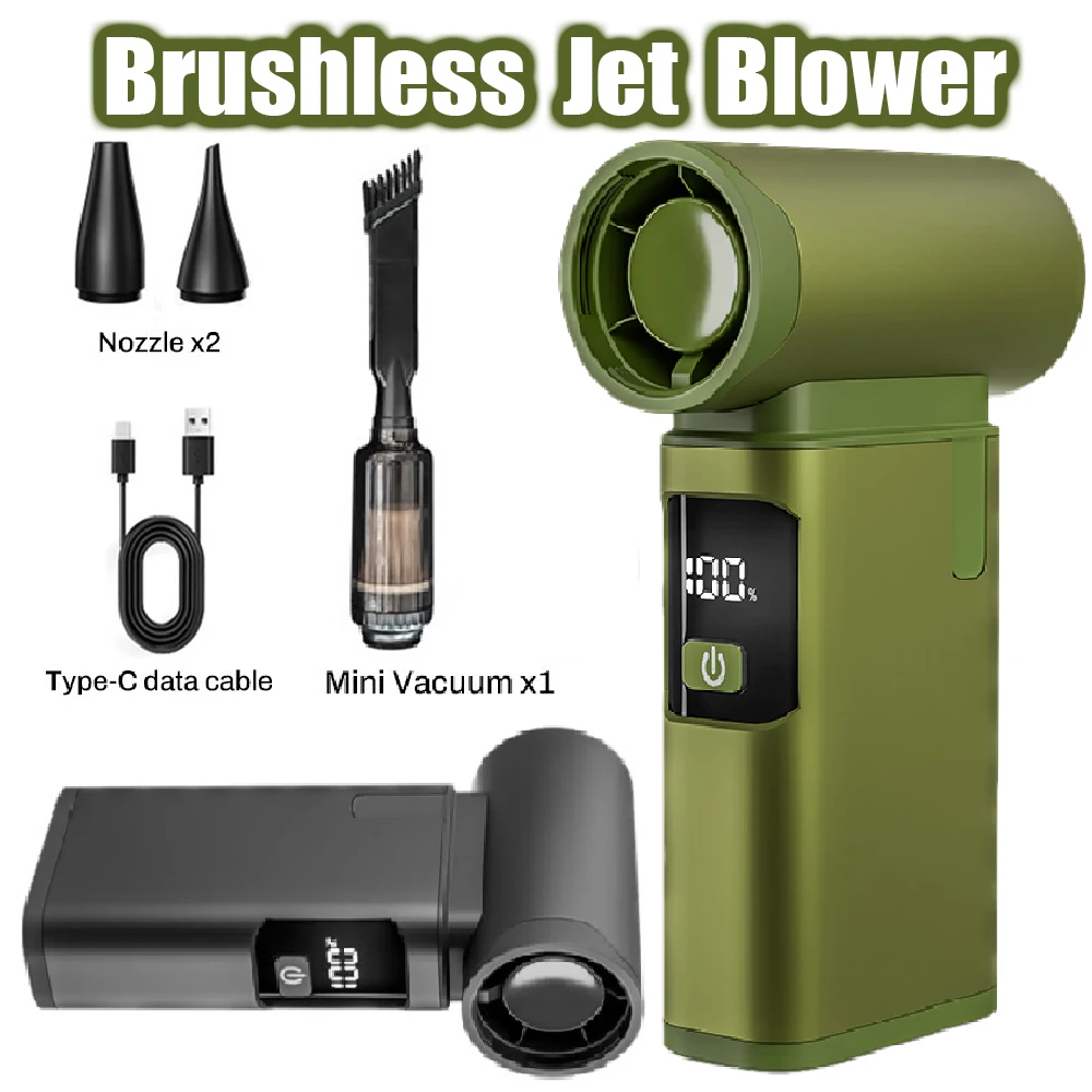 

Высокоскоростной струйный вентилятор Мощный воздуходувка с цифровым дисплеем Турбоструйный вентилятор Перезаряжаемый жестокий вентилятор с 2 насадками Подувки для барбекю