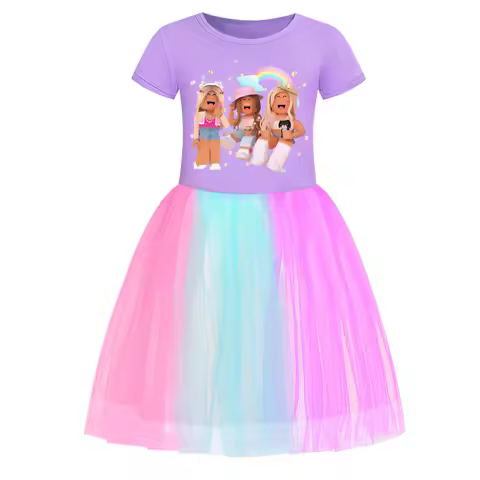 Casual New Summer Girls Game Roblox Cute Fashion Trend Comfortable Versatile Star Rainbow Lace Skirt Birthday Surprise Gift