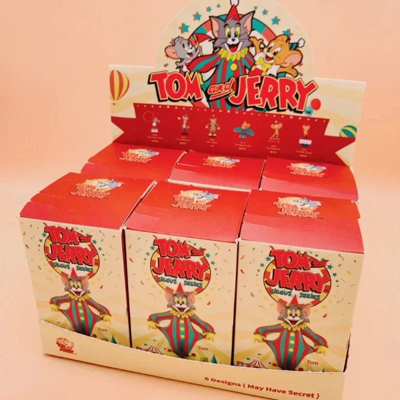 Miniso tom e jerry circo série caixa cega kawaii anime modelo periférico carro decoração de mesa para presentes de aniversário das crianças