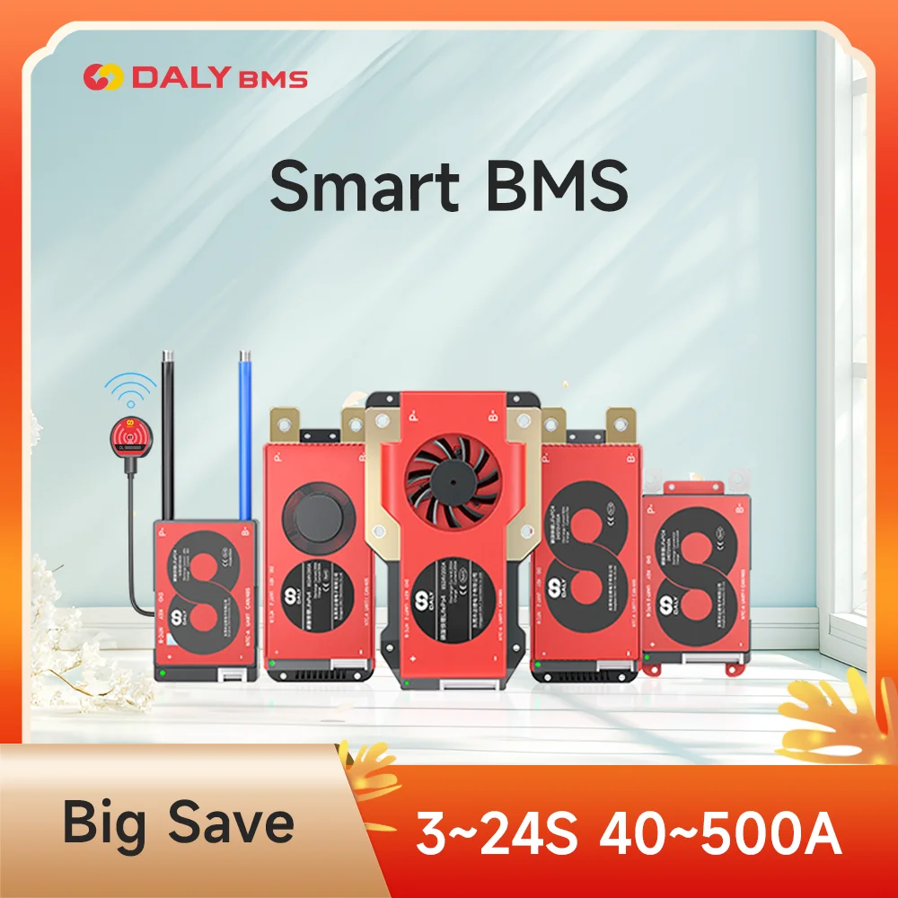 Daly-BMS intelligent Lifepo4 4S 12V, batterie Bluetooth, 40-500A, équilibreur, batterie externe, maison, stockage solaire, onduleur