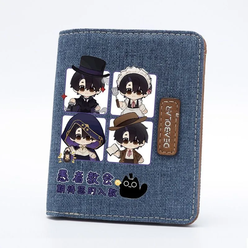 Lord of Mysteries Canvas Anime Wallet for Student Boy Girl Bifold RFID Blocking Card Holder Mini Purse Short Money Clip