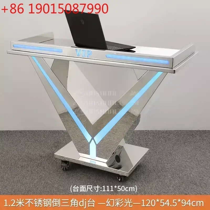 Bar Stainless Steel DJ Desk Party KTV Private Room Luminous Disc Desk Nightclub Essential Throwing Removable Disc Table