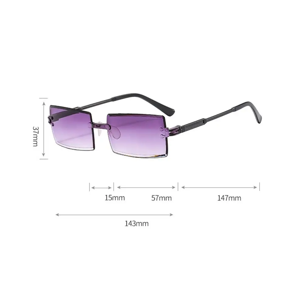 Trendy Rimless Sunglasses UV Protection for Men Women Fashion Frameless Rectangle Sun Glasses Retro Shades Summer Eyewear