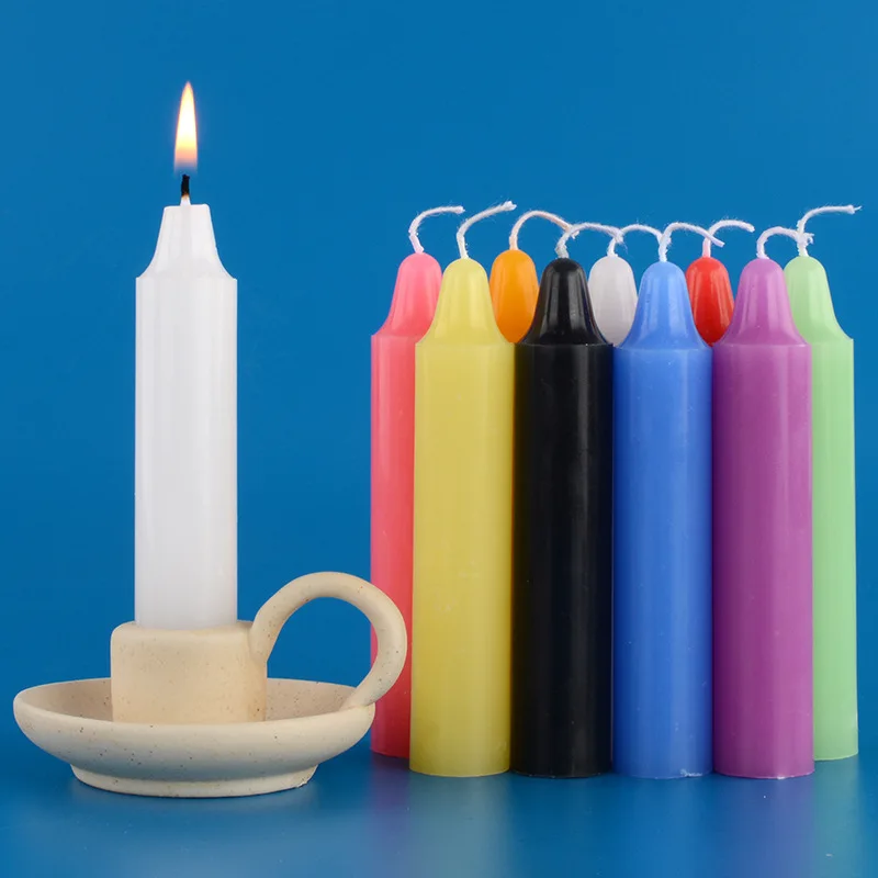 8pc/ Pack 2.1x11cm, Odorless Smokeless Lighting Candles, Colored Green Purple Red Columnar Candles, Emergency Power-off Candles